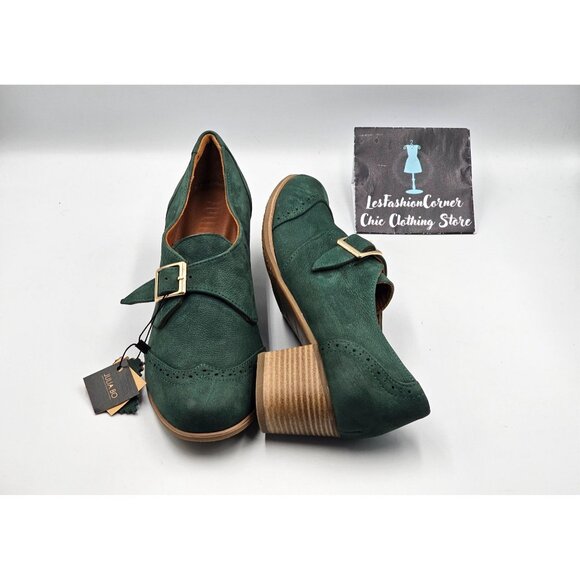 NWT Julia Bo Women's Green Leather Duke Pumps Heel Monk Shoes Sz 9.5 (40) 2974 - Picture 6 of 16